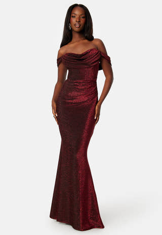 Glitter Off Shoulder Maxi Dress