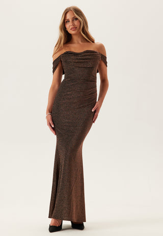 Glitter Off Shoulder Maxi Dress