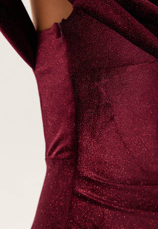 Glitter Velvet One Shoulder Maxi Dress