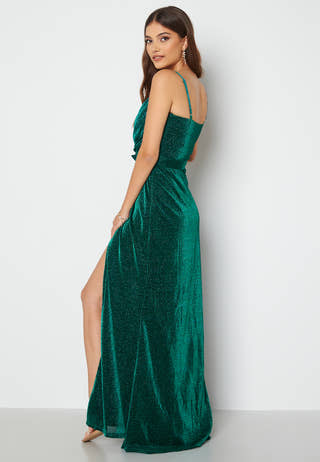Glitter Wrap Front Maxi Dress