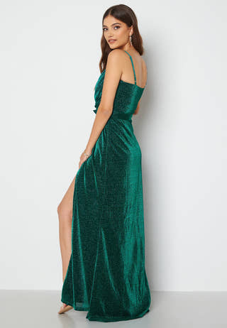 Glitter Wrap Front Maxi Dress