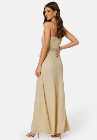 Glitter Wrap Front Maxi Dress