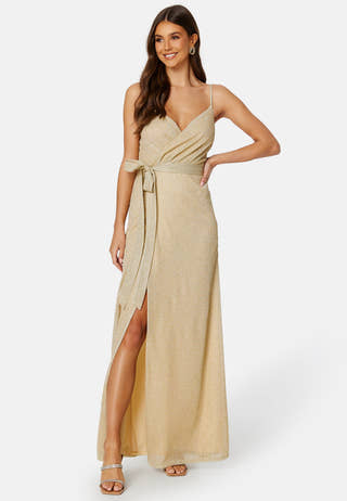Glitter Wrap Front Maxi Dress