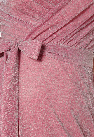 Glitter Wrap Front Maxi Dress