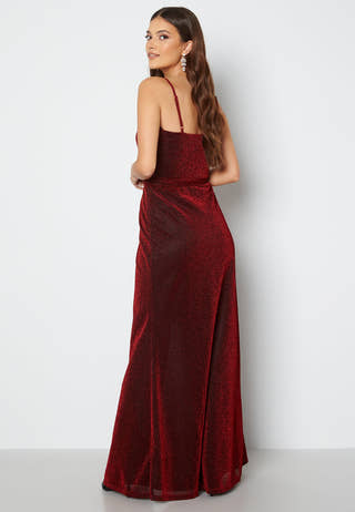 Glitter Wrap Front Maxi Dress