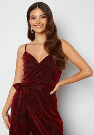 Glitter Wrap Front Maxi Dress