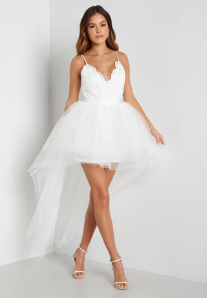 Lace Bodice High Low Dress