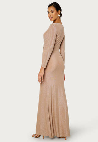 Long Sleeve Glitter Maxi Dress