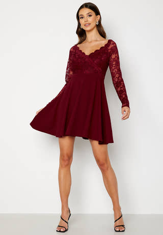 Long Sleeve Lace Skater Dress