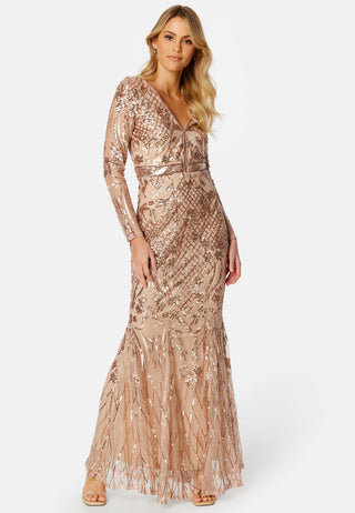 Long Sleeve Sequin Maxi Dress