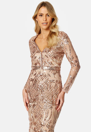 Long Sleeve Sequin Maxi Dress