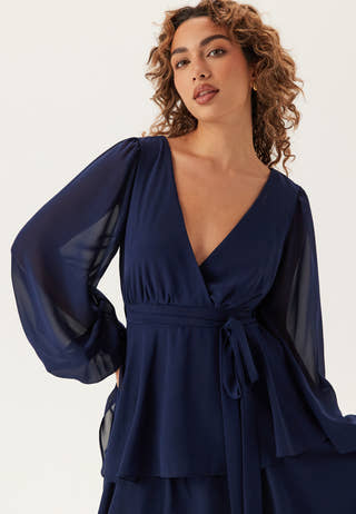 Long Sleeve Tiered Midi Dress