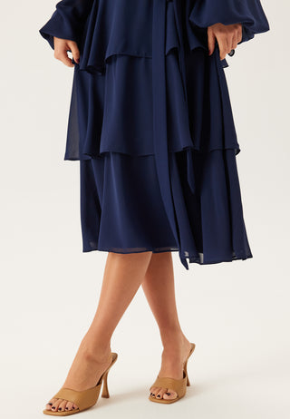 Long Sleeve Tiered Midi Dress