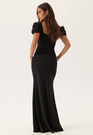 Pleated Sleeve Maxi Dress