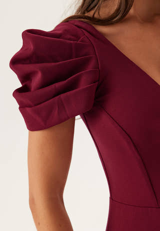 Pleated Sleeve Maxi Dress