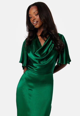 Satin Cowl Front Maxi Dress