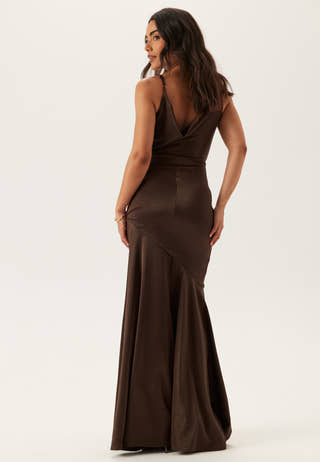 Satin Cowl Neck Maxi Dress
