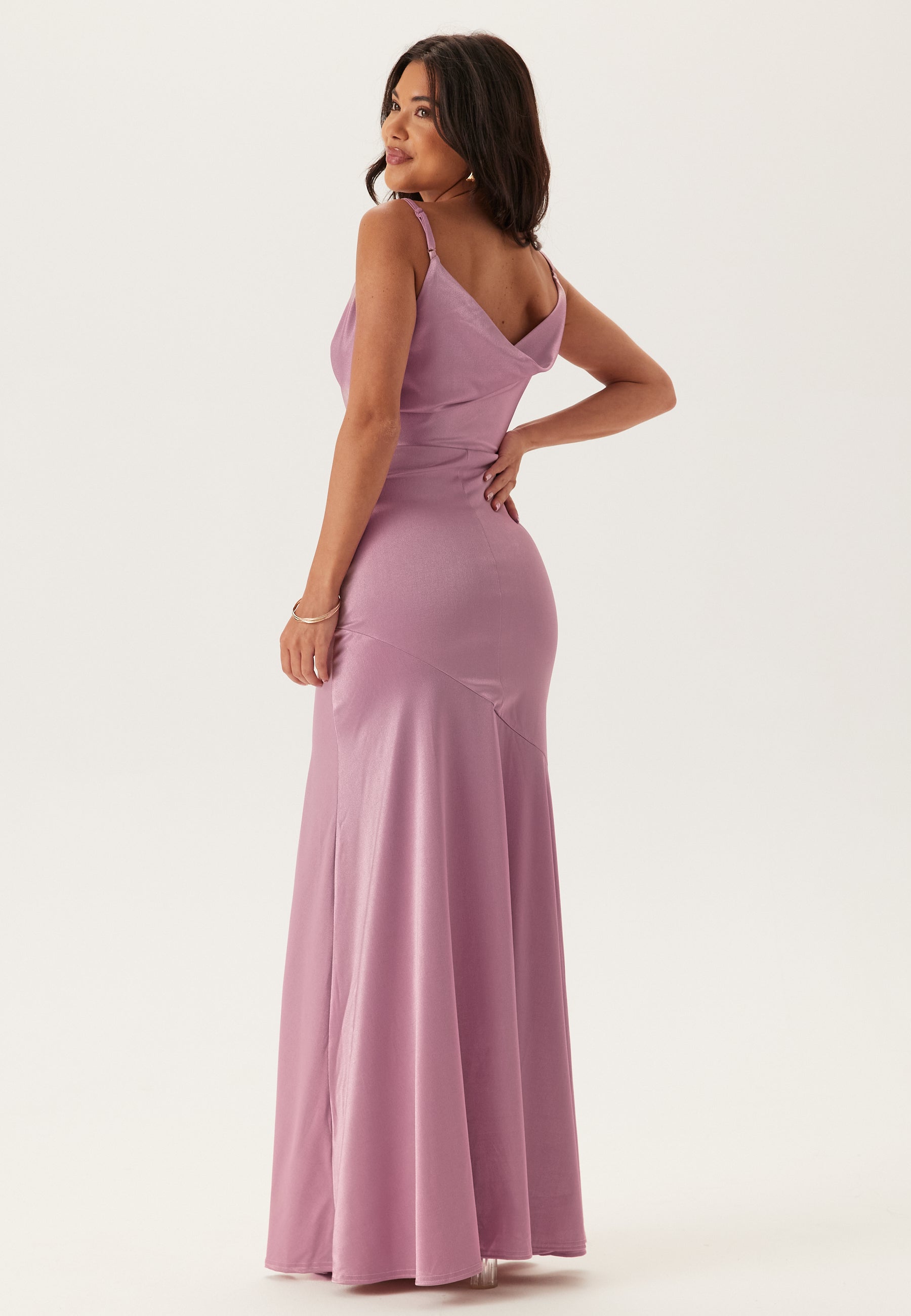 Goddiva  Satin Cowl Neck Maxi Dress  Bridesmaid dresses  Purple