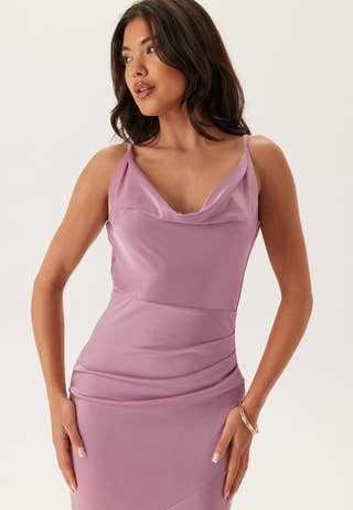 Satin Cowl Neck Maxi Dress