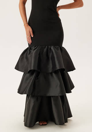 Satin Frill Maxi Dress