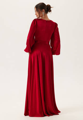 Satin Volume Sleeve Maxi Dress