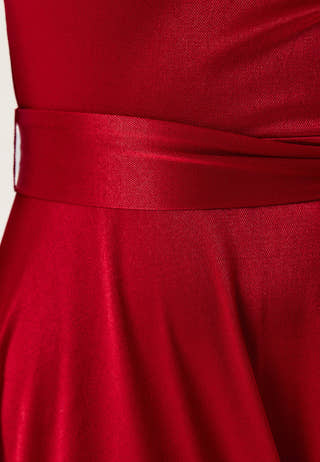 Satin Volume Sleeve Maxi Dress