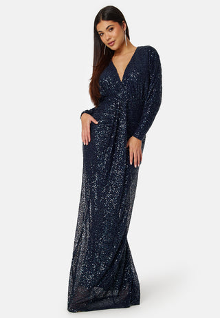 Sequin Deep V Maxi Dress