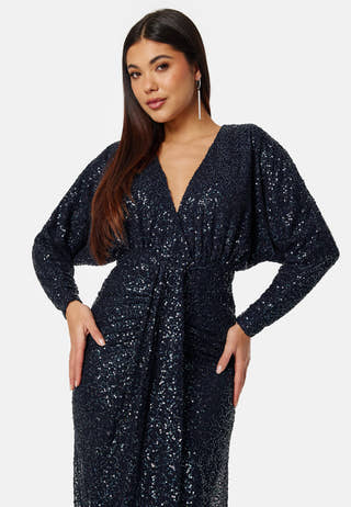 Sequin Deep V Maxi Dress