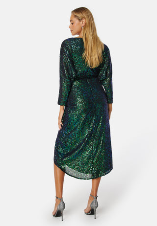 Sequin Wrap Midi Dress