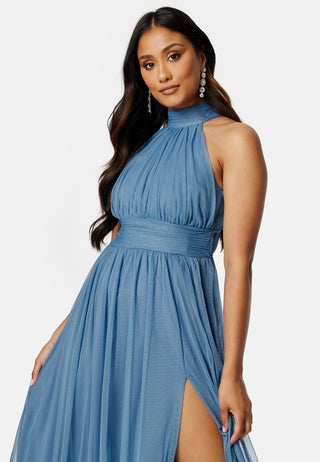 Tie Neck Maxi Dress With Split