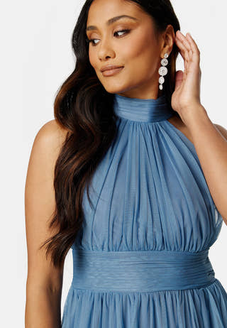 Tie Neck Maxi Dress With Split