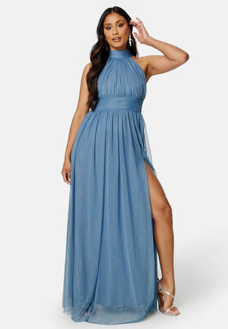 Tie Neck Maxi Dress With Split