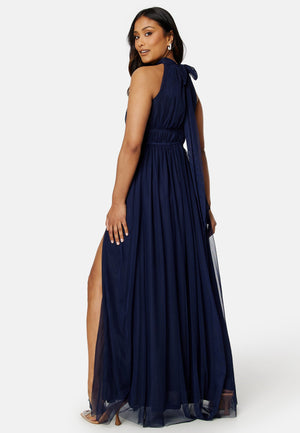 Tie Neck Maxi Dress With Split