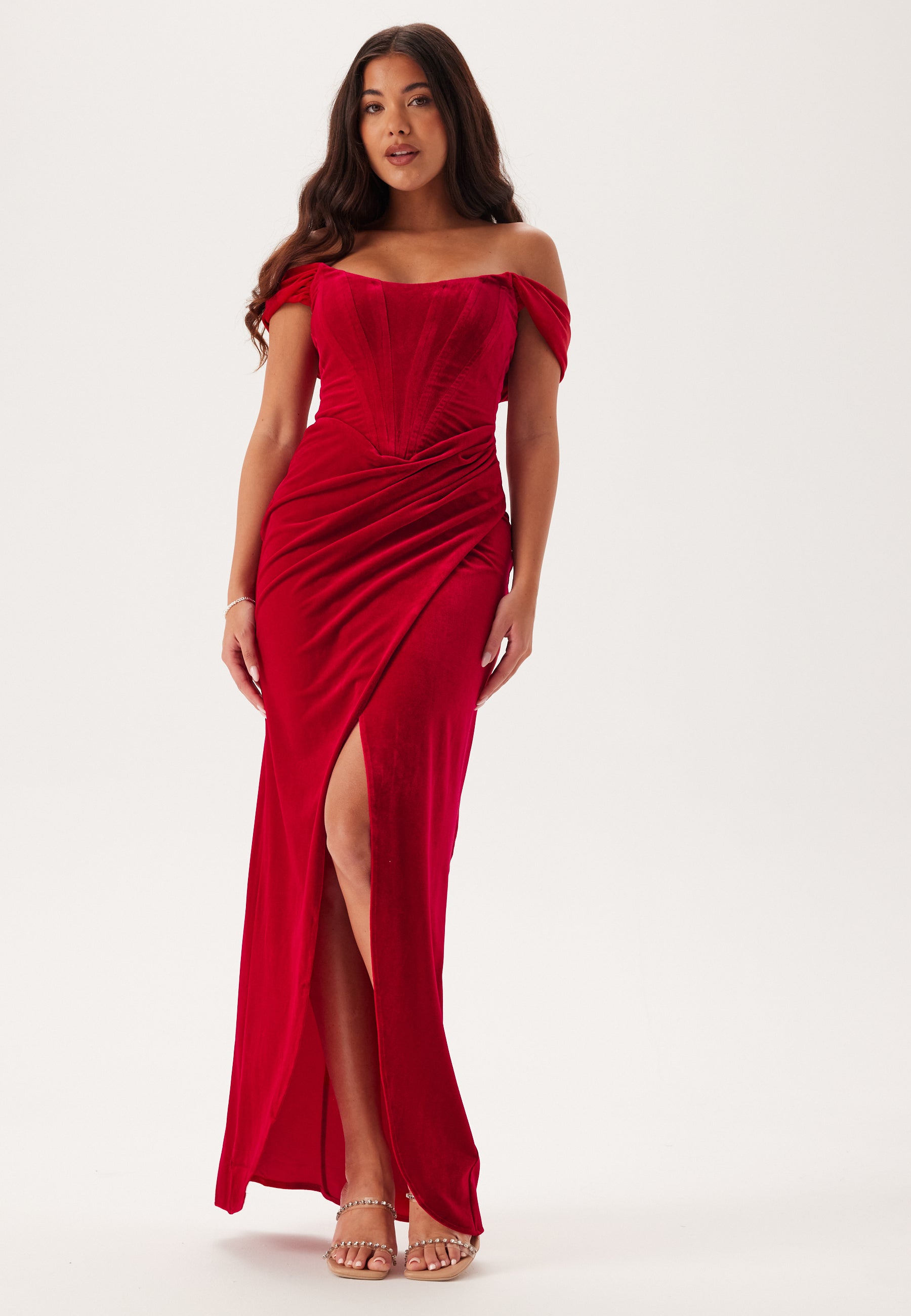 goddiva draped shoulder velvet corset maxi dress reviews Draped Shoulder Velvet Corset Maxi in Tealblue | Goddiva