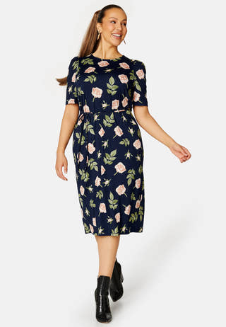Blenda puff sleeve midi dress