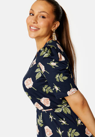 Blenda puff sleeve midi dress