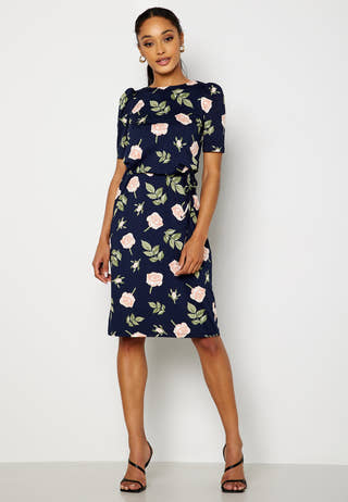 Blenda puff sleeve midi dress
