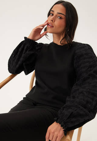 Broderie Anglaise Sleeve Top