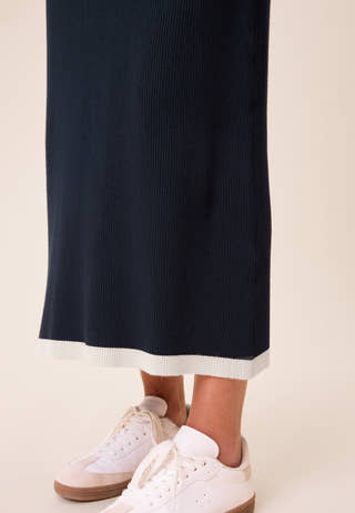 Contrast Knitted Midi Skirt