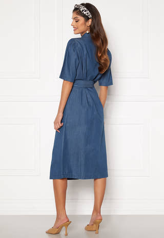 Emma midi puff denim dress