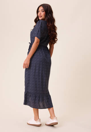 Evie Puff Sleeve Midi Wrap Dress