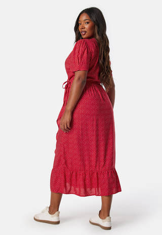Evie Puff Sleeve Midi Wrap Dress