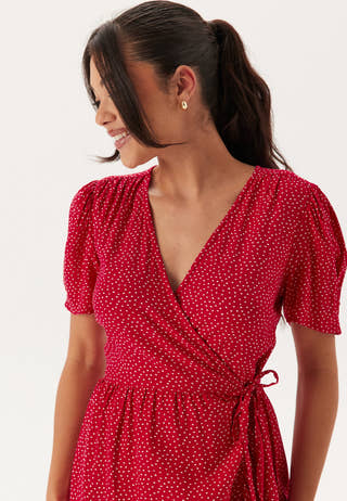 Evie Puff Sleeve Midi Wrap Dress