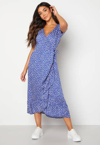 Evie puff sleeve wrap dress