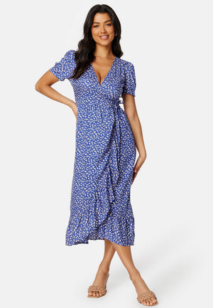 Evie puff sleeve wrap dress