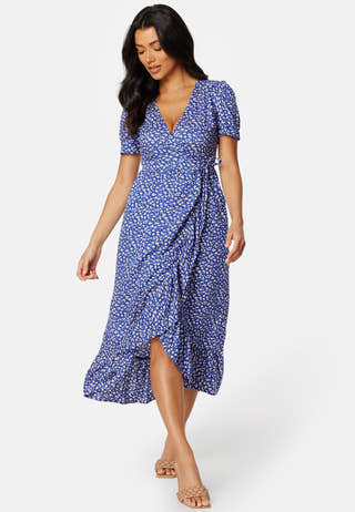Evie puff sleeve wrap dress