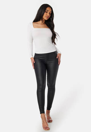 High Waist Push-Up Coated Treggings