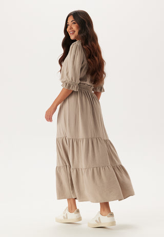 Frill Neck Tiered Maxi Dress
