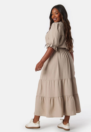 Frill Neck Tiered Maxi Dress