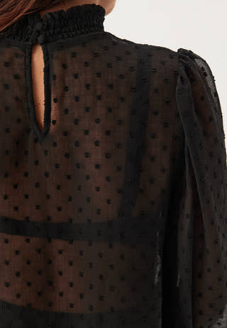 High Neck Dobby Blouse